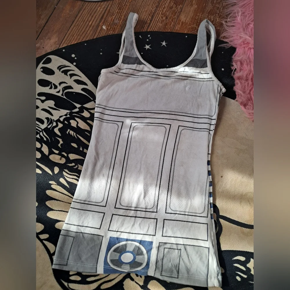 Mighty Fine R2D2 Droid Graphic Tank Top OR Mini Dress - Stretchy! - Picture 3 of 3